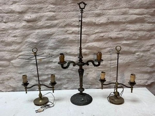 Lote de 3 Lámparas de Bronce Estilo Clásico - imagen 1