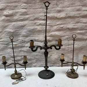 Lote de 3 Lámparas de Bronce Estilo Clásico - imagen 1