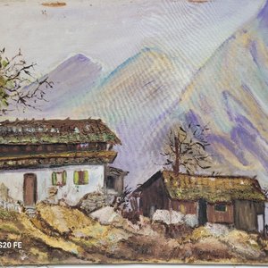3 Cuadros al Óleo: Paisajes Montañosos, Laguna y Costa Firmados - imagen 3