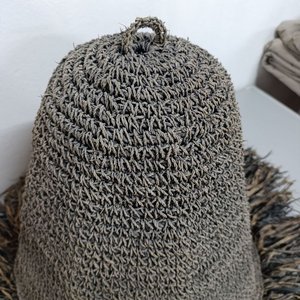Pantalla de Lámpara Artesanal en Fibras Naturales con Flecos - Diámetro 50cm - imagen 4