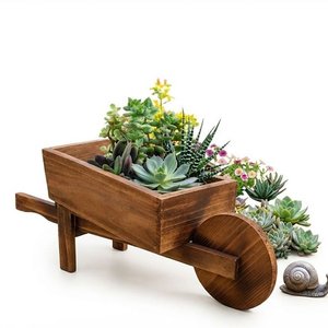 Maceta Decorativa de Jardín Estilo Carretilla de Madera - imagen 2