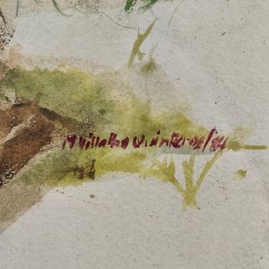 Acuarela y Lápiz "M. Villalba Quinteros" con Marco Dorado - imagen 4