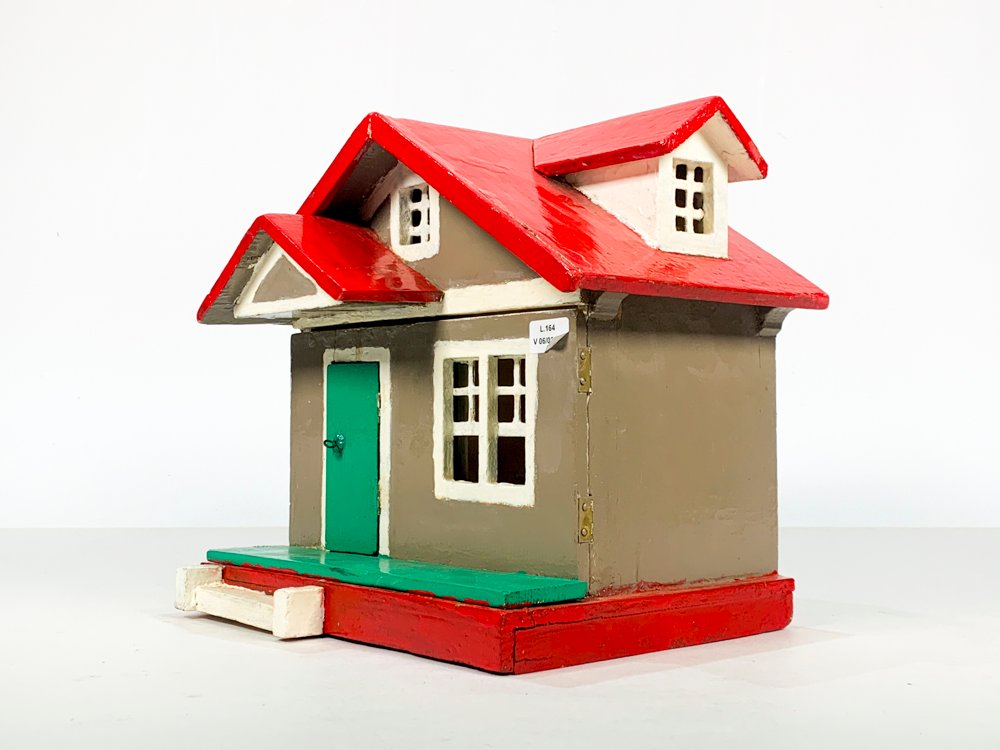 Casa de juguete en fibra, color roja y gris - imagen 2