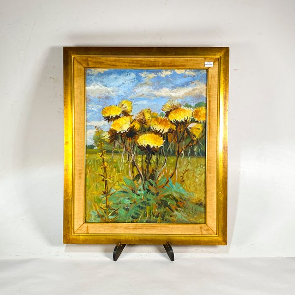 Cuadro al óleo sobre fibra "Girasoles" - 39 x 49 cm - imagen 1