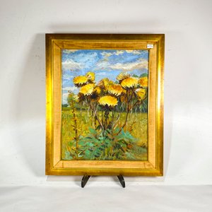 Cuadro al óleo sobre fibra "Girasoles" - 39 x 49 cm - imagen 1