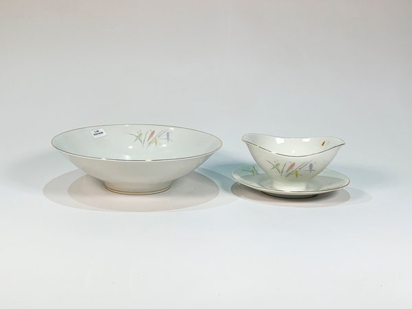 Juego de Porcelana Bavaria Edelstein: Salsera y Ensaladera con Hojas y Espigas - imagen 1