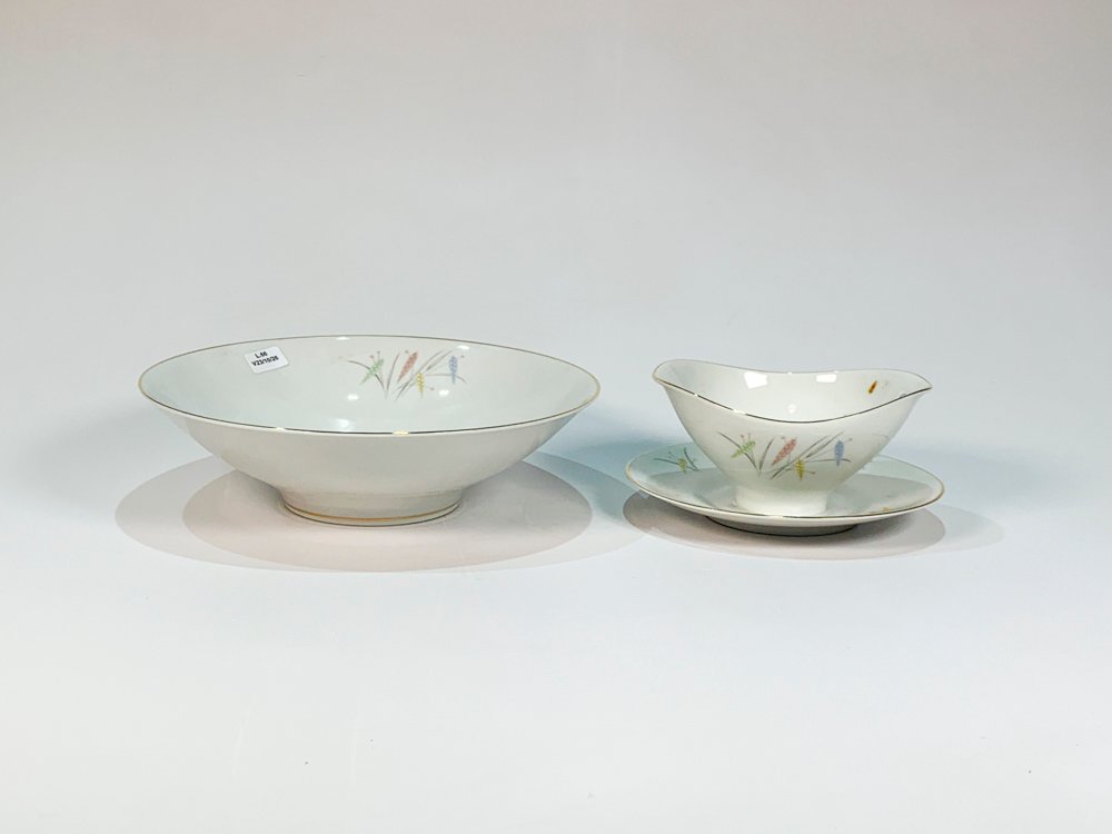 Juego de Porcelana Bavaria Edelstein: Salsera y Ensaladera con Hojas y Espigas
