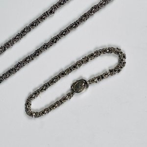 Conjunto de Cadena y Pulsera de Plata Mexicana Eslabón Torneado - imagen 9