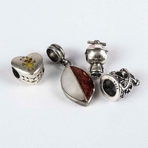 Lote de 4 Pasadores de Plata con Piedras y Diseños Variados - imagen 2