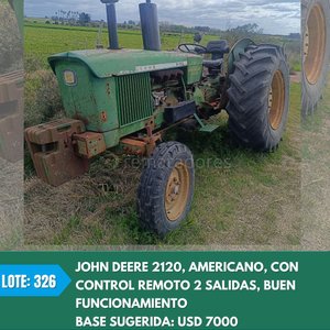 Lote siguiente: Tractor John Deere 2120 Americano con Control Remoto 2 Salidas