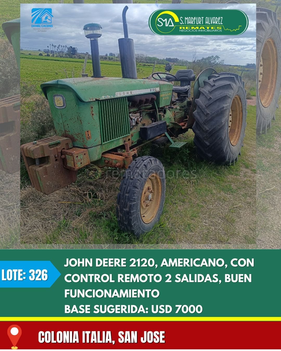 Tractor John Deere 2120 Americano con Control Remoto 2 Salidas