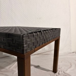 Mesita Lateral Madera y Ratán Sintético Gris para Exterior - imagen 3