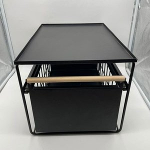 Estante Organizador Negro con Cajón Deslizable y Asa de Madera - imagen 2