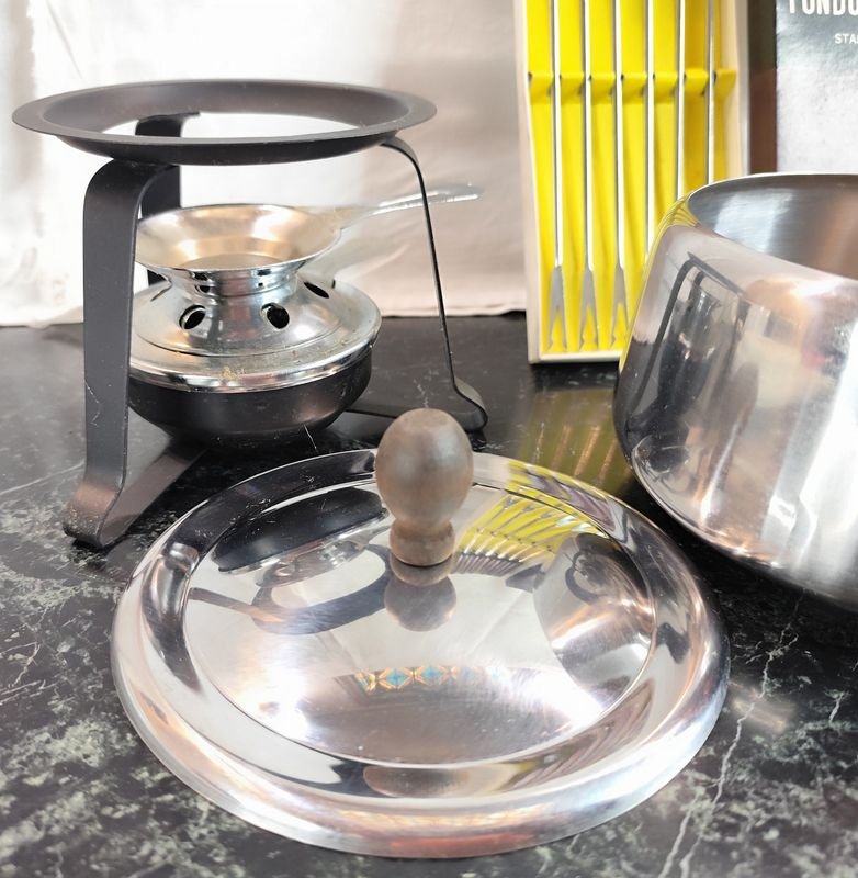 Gran set de fondue en acero inoxidable con quemador y pinchos - imagen 2