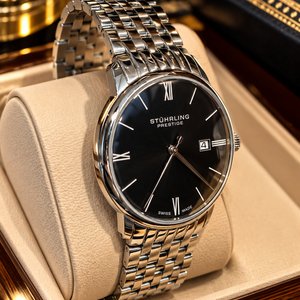 Reloj Stührling Prestige Swiss Made Acero Inoxidable Esfera Negra - imagen 2