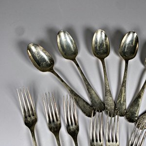 Christofle Japonaise: 16 Cubiertos Metálicos (Cucharas y Tenedores) - imagen 5