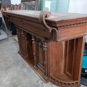 Alzada de Roble con Estantes y Puertas - Mueble Antiguo - imagen 4