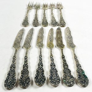 Conjunto de 11 Tenedores y Cuchillos para Postre con Cabo Labrado - imagen 2
