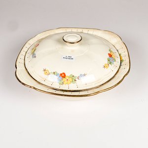 Sopera de Loza Inglesa Alfred Meakin con Tapa y Bordes Dorados - imagen 2