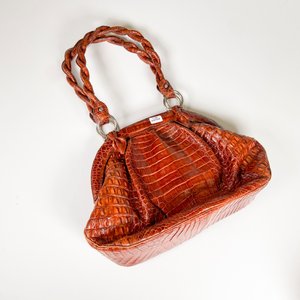 Cartera de Dama Cuero Cocodrilo Marrón - imagen 2