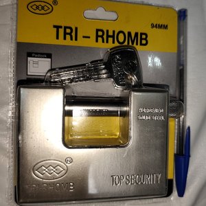 CANDADO DE SEGURIDAD DE PERNO GIRATORIO GRANDE, 94MM, 5 LLAVES, NUEVO EN BLISTER - imagen 2
