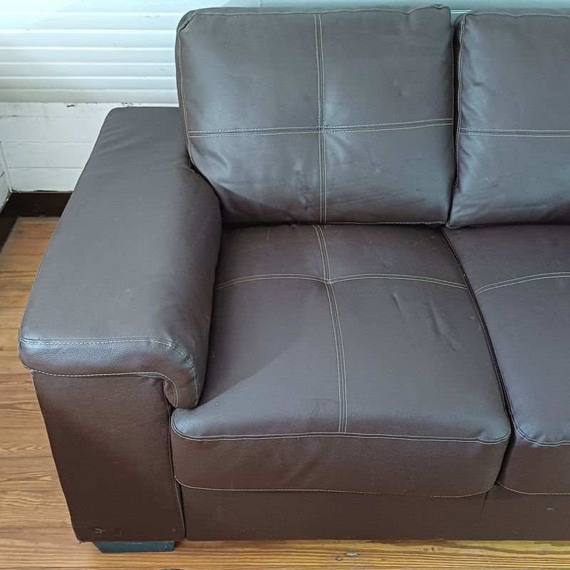 Sillón de 2 cuerpos en cuerina, cuero marrón - imagen 2