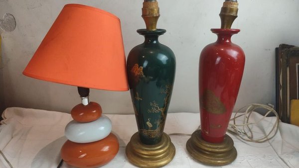 Lámparas en madera y bronce para decoración - imagen 1