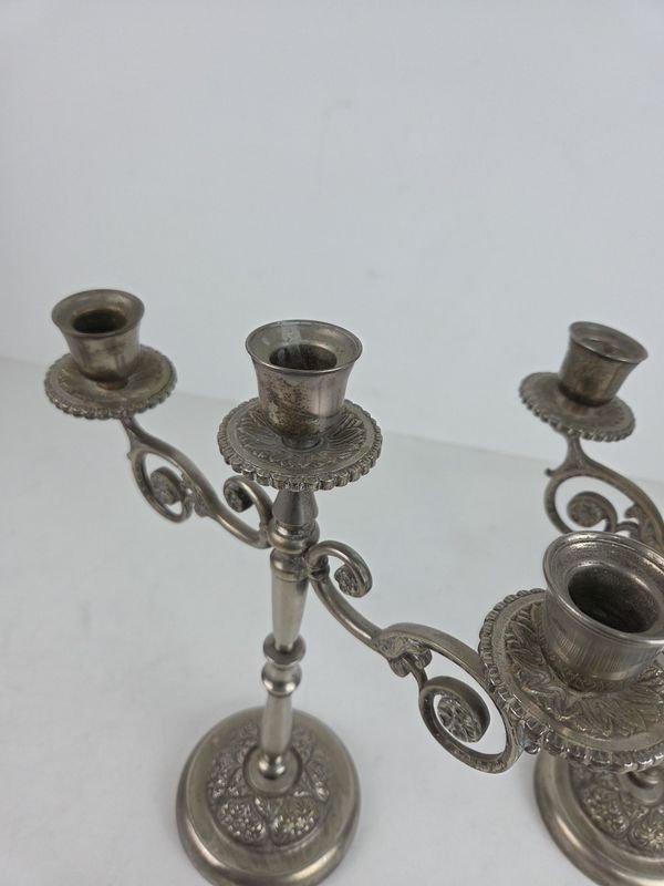 Par de candelabros antiguos de 3 luces cada uno - imagen 6