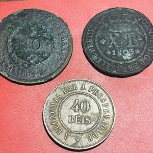 Lote de 3 Monedas de Brasil: 40 Reis de 1803, 1827 y 1909 - imagen 2