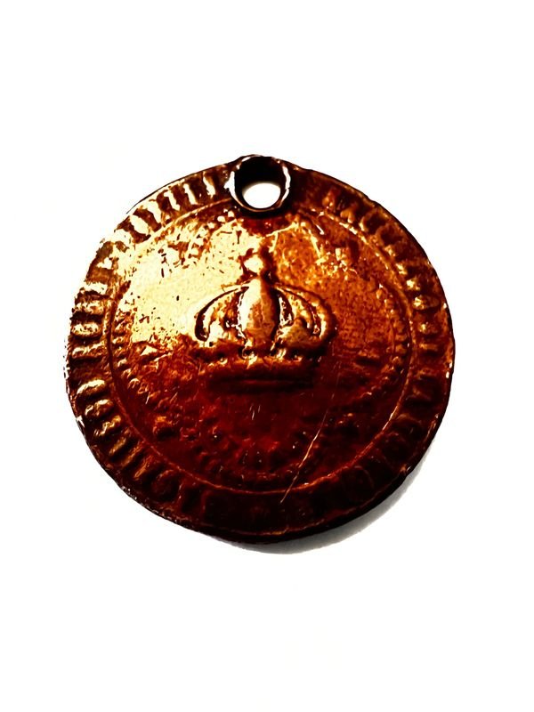 Medalla religiosa de cobre antigua - imagen 2