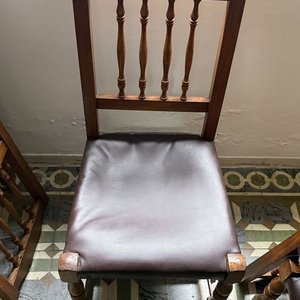 Juego de 6 Sillas de Madera con Asiento Tapizado Marrón - imagen 3