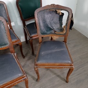 Seis Sillas Estilo Luis XV Tapizado Deteriorado - imagen 6