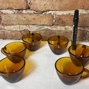 Juego de 6 Pocillos para Café de Vidrio Ámbar Antiguos - imagen 8