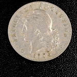 Moneda Argentina 20 Centavos Año 1906 de Níquel - imagen 5