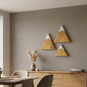 Set de 3 Adornos de Pared Triangulares de Madera Estilo Montaña - imagen 2
