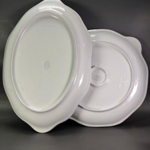 Dos Fuentes Grandes Ovalada y Circular de Loza Blanca Italiana - imagen 6