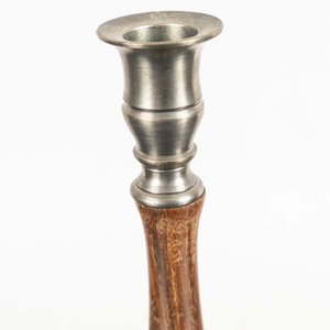 Par de Candeleros de Platina y Madera con Diseño Rústico - imagen 2