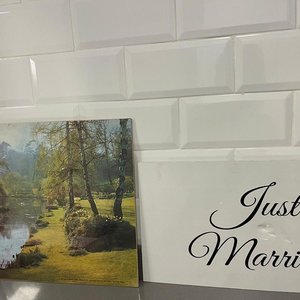 Cuadro Paisaje y Letrero "Just Married" - imagen 1