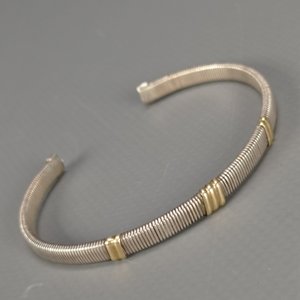 Pulsera Rígida de Plata y Oro Ajustable - imagen 7