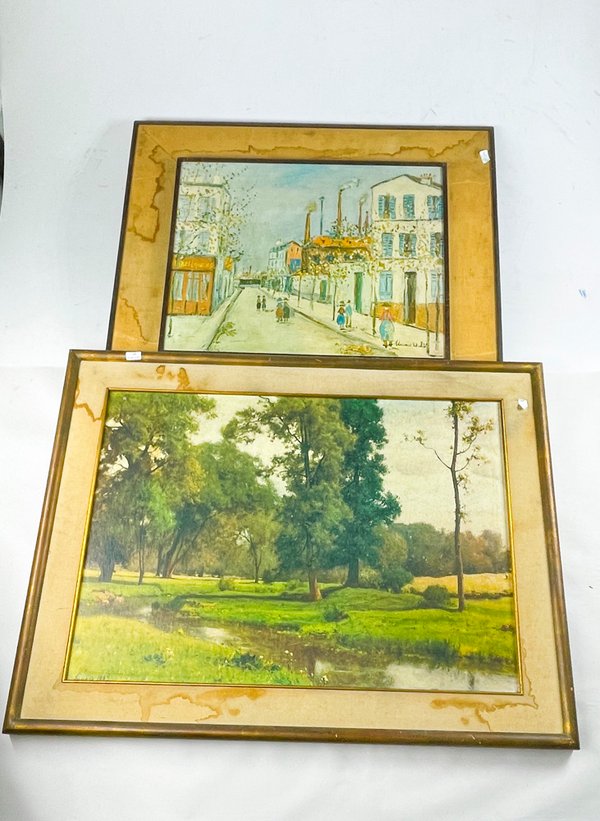 Lote siguiente: Dos cuadros de paisajes rurales y personajes en óleo sobre lienzo