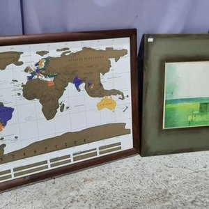 Dos Murales: Mapa Mundi Rascable y Paisaje Abstracto - imagen 3
