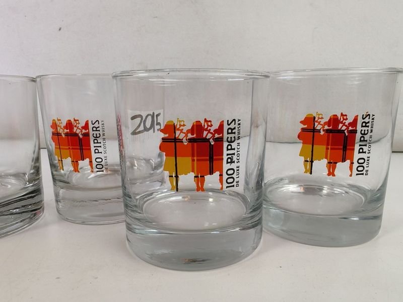 Vasos De Whisky - Conjunto de 5 vasos de cristal con diseños en rojo y amarillo - imagen 3