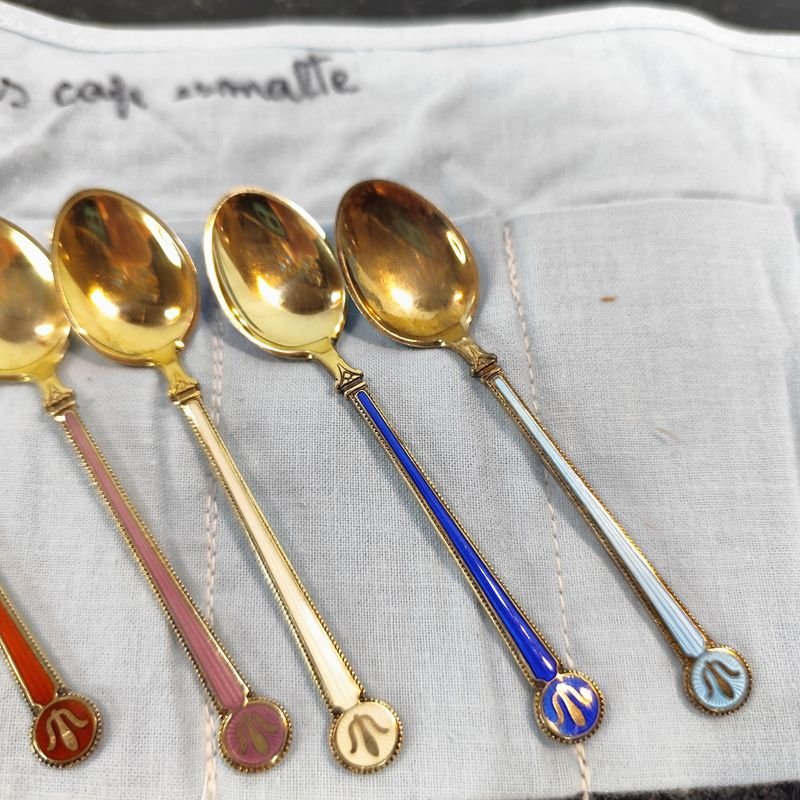 12 majestuosas cucharitas de café selladas DAVID ANDERSEN NORWAY STERLING - imagen 2