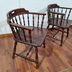 Par de Sillones de Madera Estilo Windsor con Respaldo de Barrotes Torneados - imagen 3