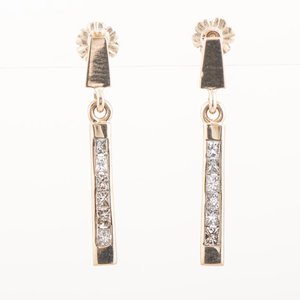 Par de Caravanas de Oro 18k con Brillantes Princesa - imagen 2