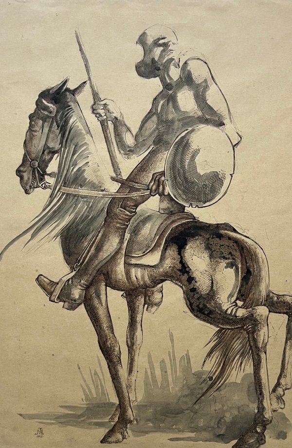 Lote siguiente: Dibujo de Nelson Romero 'El escudero' firmado y fechado en 1972