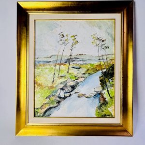 Lote siguiente: Cuadro al óleo "Cañada con árboles" firmado O. Musetti, marco dorado