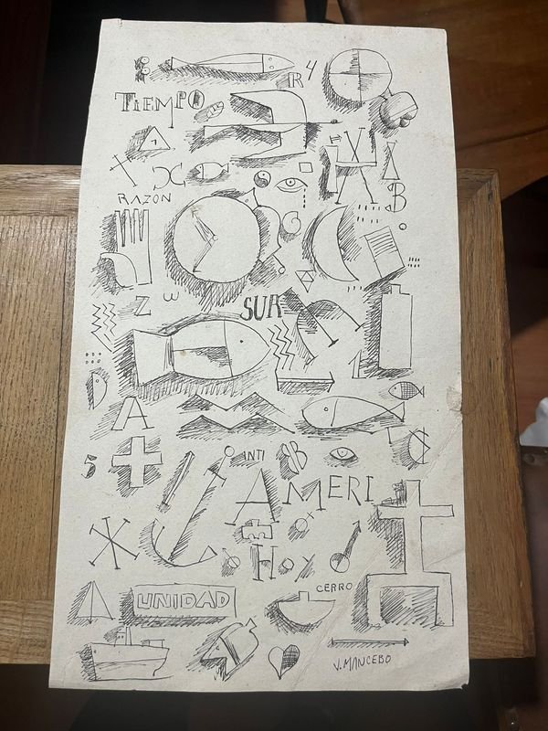 Dibujo constructivo de Julio Mancebo, discípulo de Torres García