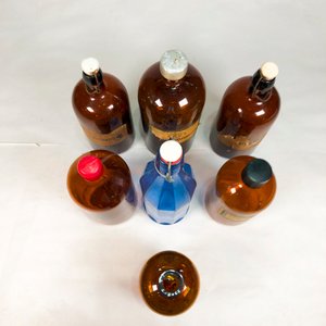 Lote de 5 Botellones de Vidrio Ámbar y Azul - imagen 2