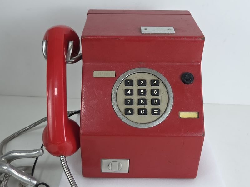 Teléfono comercial a fichas vintage rojo - imagen 3
